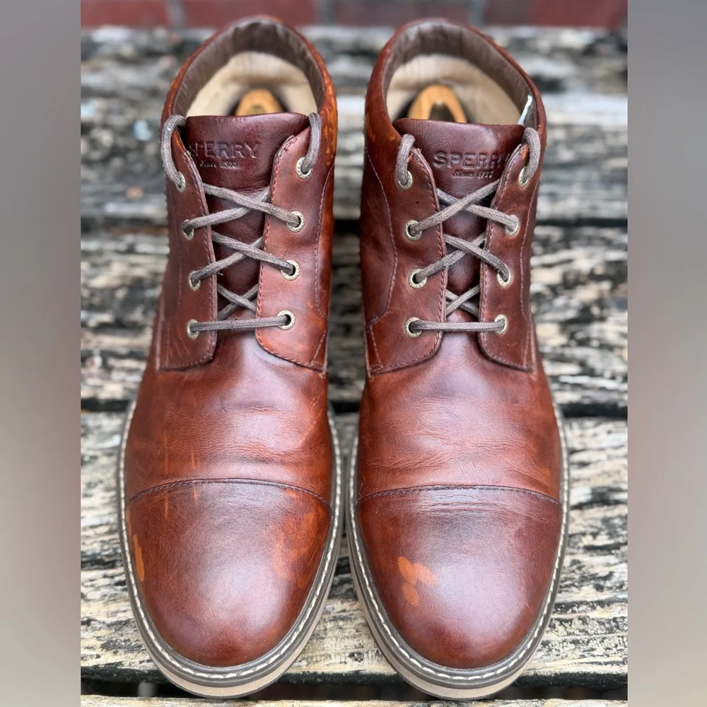Sperry Top-Sider Commander Men's Sz 13 Brown Leather Oxford Chukka Boots T9